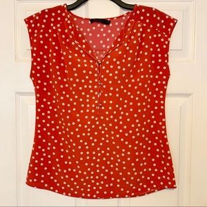 The Limited Orange Polka Dot Shirt Blouse